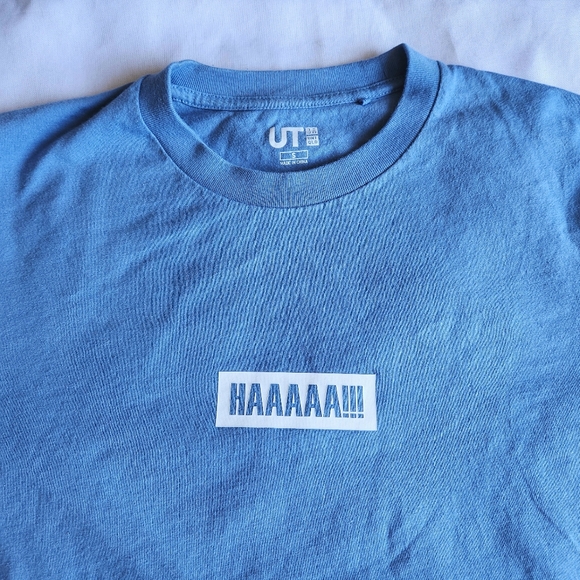 UNIQLO UT x Dragon Ball Z Super Trunks Fusion HAAA! Blue S Anime Graphic T-Shirt - Picture 3 of 7